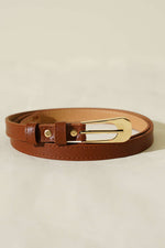 Ceinture fine ovale rectangulaire à boucle marron