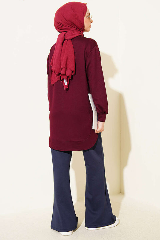 Oval Stitching Loyşa Tunic Plum