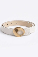 Ceinture Fine Blanche Avec Boucle Dorée Oval