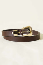 Ceinture à boucle carrée ovale marron