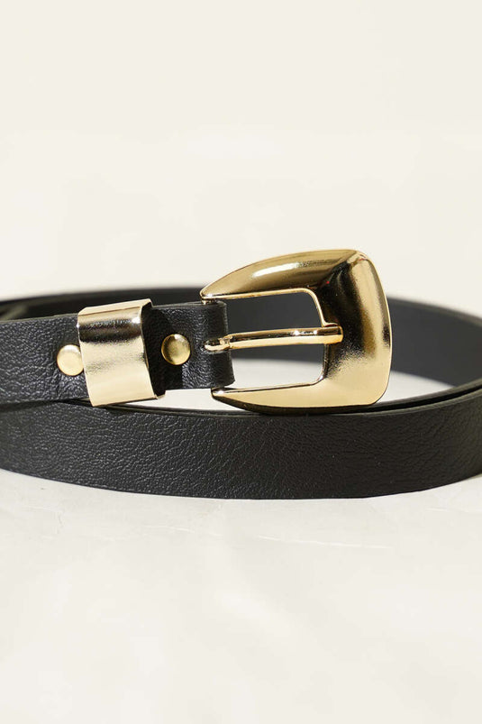 Ceinture ovale à boucle carrée noire