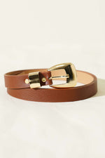 Ceinture ovale à boucle carrée couleur tabac