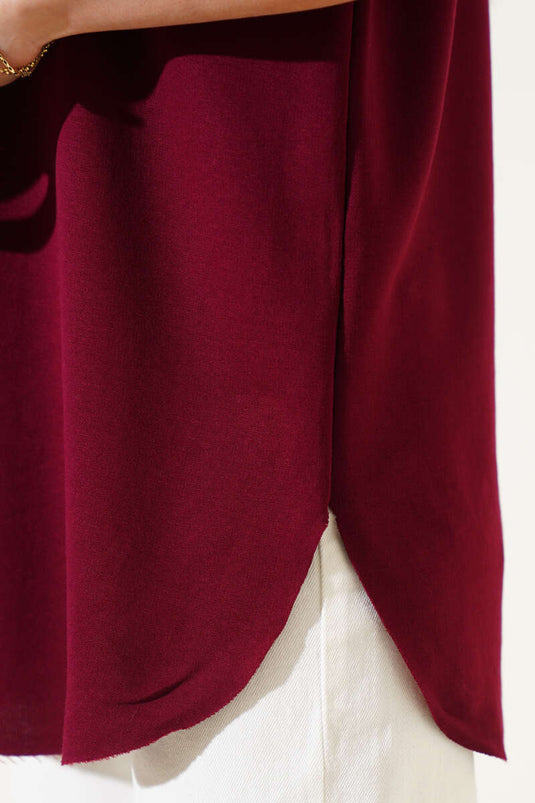 T-shirt à coupe ovale bordeaux