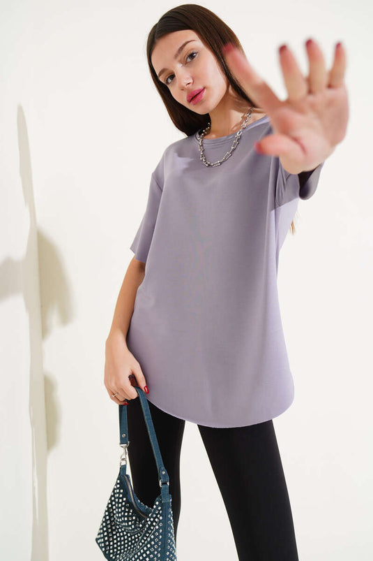 T-shirt à coupe ovale gris ardoise