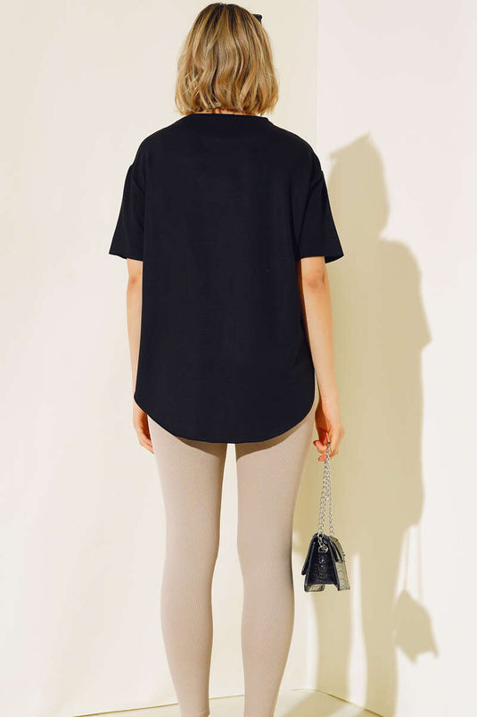 Oval Cut T-shirt Black