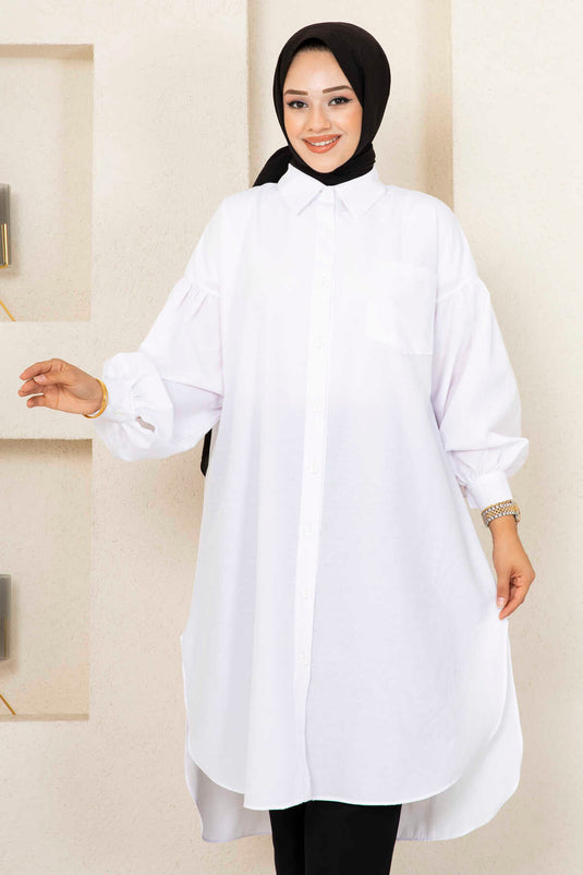 Tunique Chemise Hijab Coupe Ovale Ecru