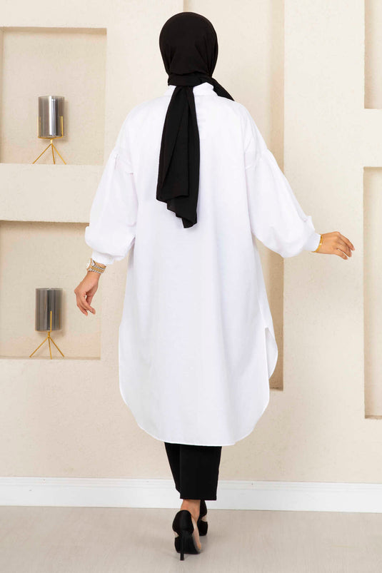 Tunique Chemise Hijab Coupe Ovale Ecru