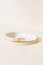 Ceinture Fine Beige À Boucle Métal Ovale