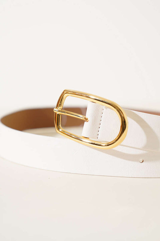 Ceinture Blanche À Boucle Métal Ovale