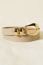 Ceinture ovale à double pont avec boucle beige