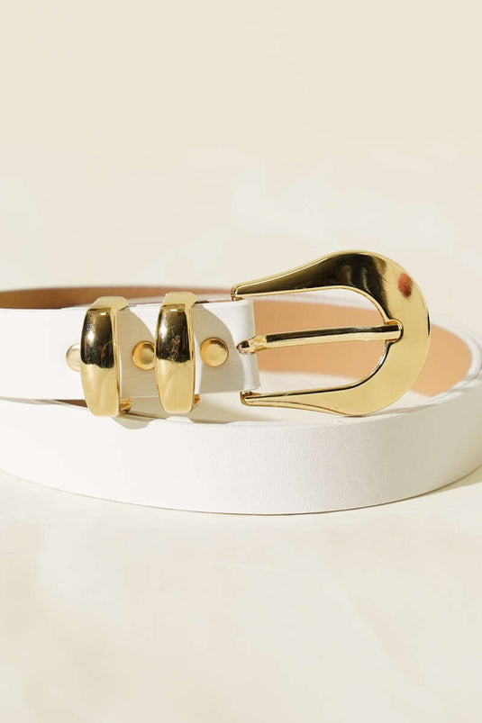 Ceinture ovale à double pont avec boucle blanche