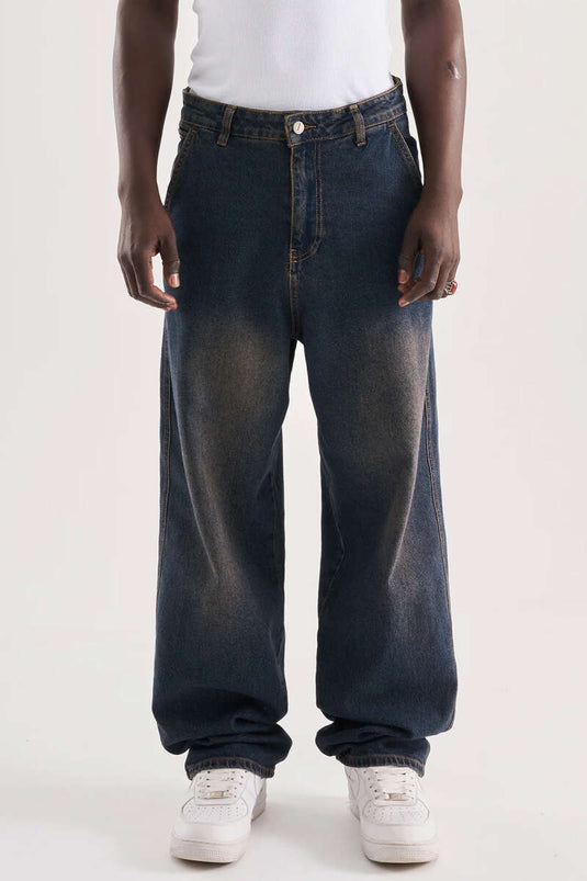 Oversized Balloon Denim Men's Trousers Blue