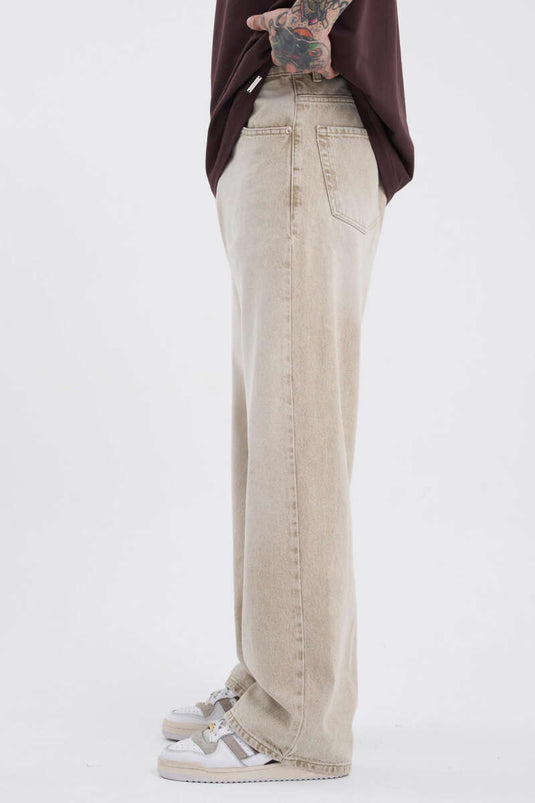 Jean ample surdimensionné pantalon homme beige