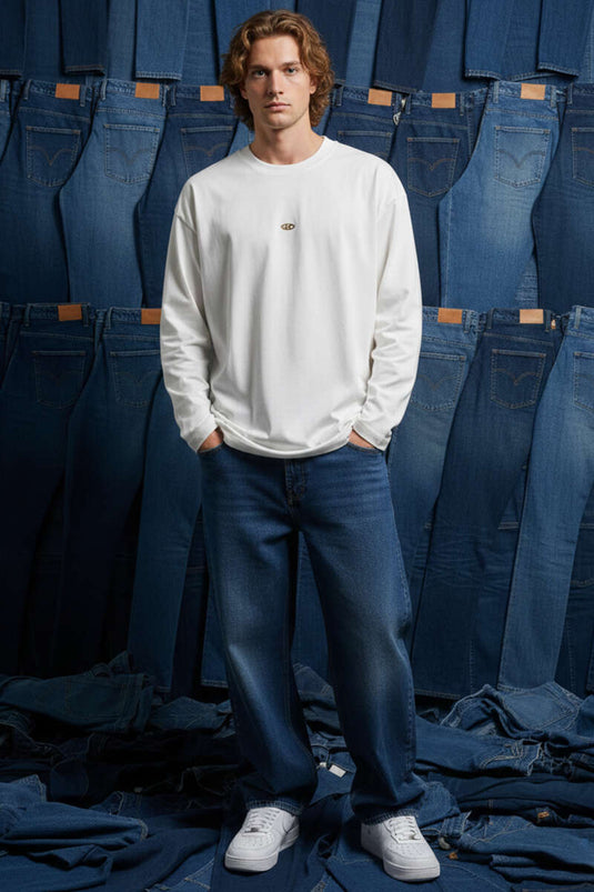 Oversized Simple Men's Sweatshirt Ecru