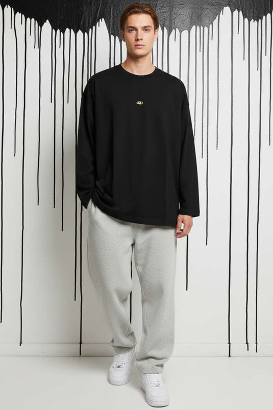 Oversized Simple Men's Sweatshirt Black