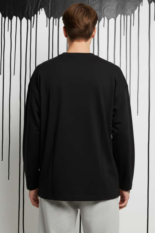 Oversized Simple Men's Sweatshirt Black