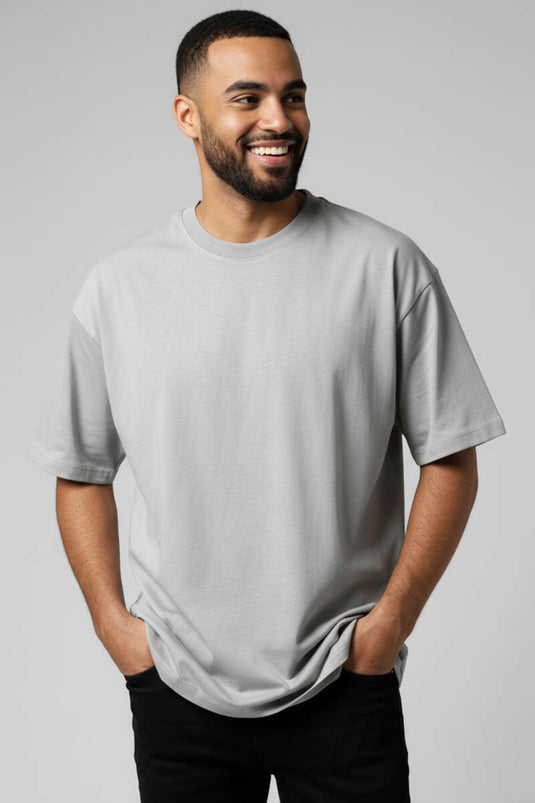 T-shirt basique oversize pour homme gris