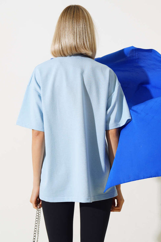 Oversize Basic T-shirt Bebe Mavi
