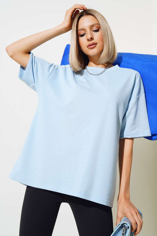 Oversize Basic T-shirt Bebe Mavi