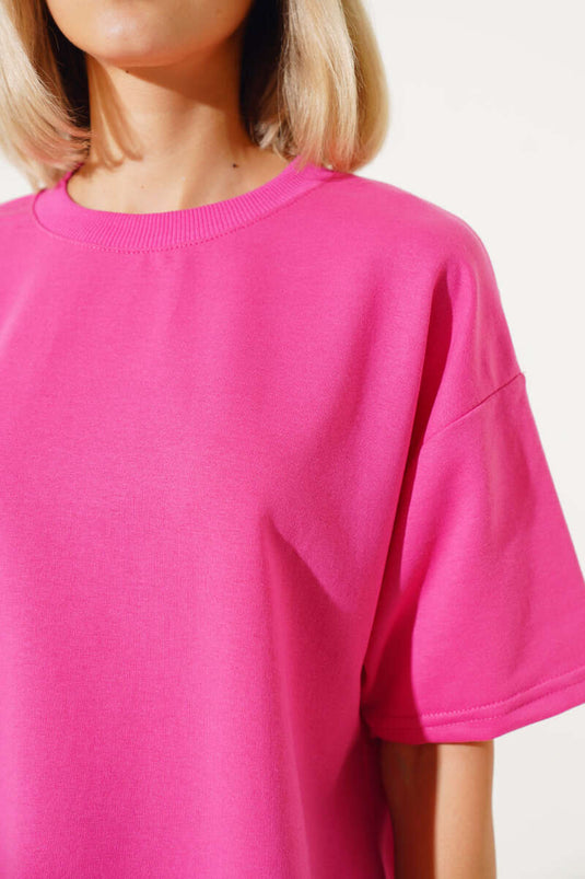Oversize Basic T-Shirt Fuşya