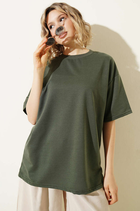 Oversize Basic T-shirt Haki