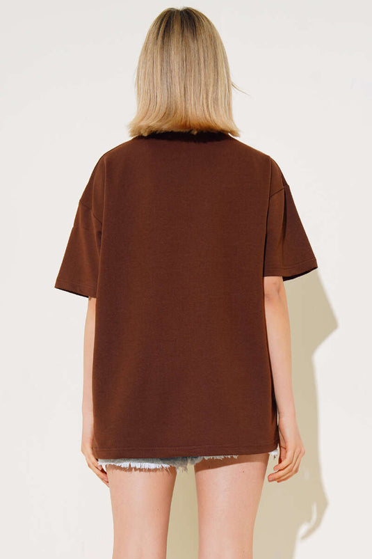 Oversize Basic T-shirt Kahve