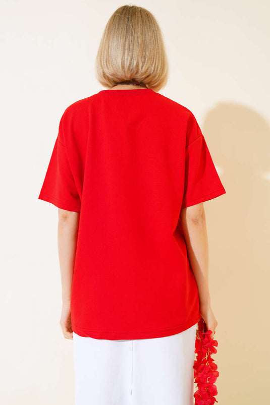 T-shirt Basique Oversize Rouge