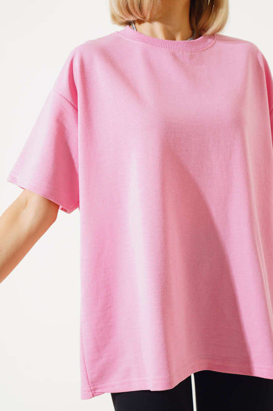 Oversize Basic T-Shirt Pembe