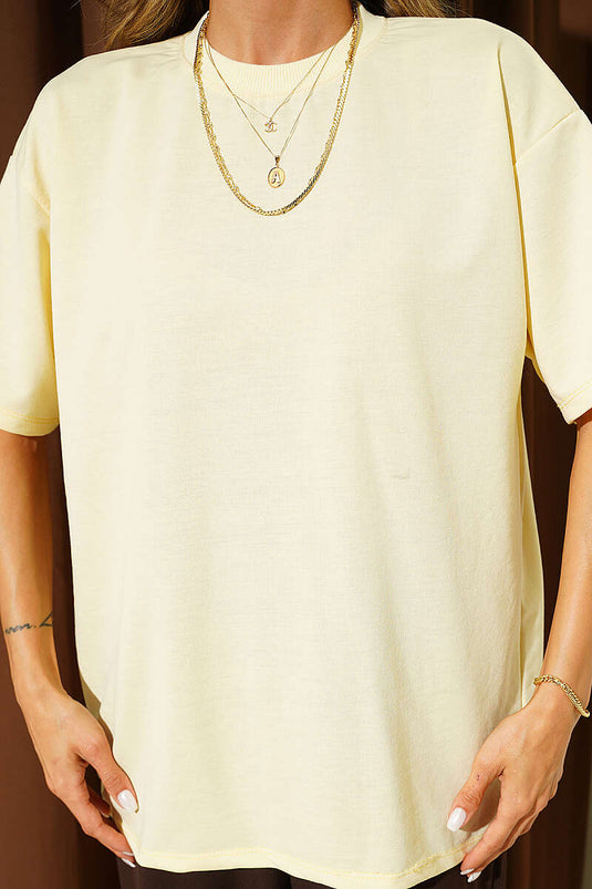 Oversize Basic T-shirt Sarı