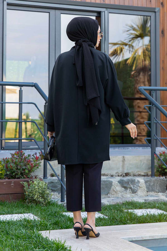 Veste Hijab Atlas avec Poches Latérales Noir