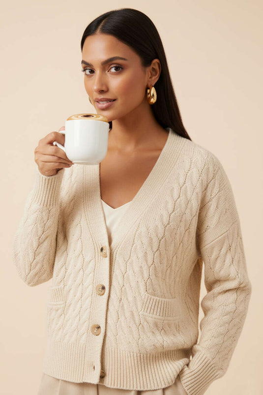 Gilet oversize en maille à poches, beige