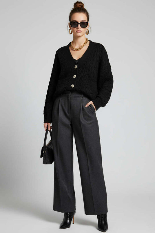 Gilet en maille noir oversize à poches