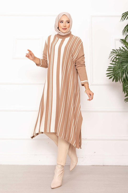 Oversize Vertical Striped Knit Tunic TEN