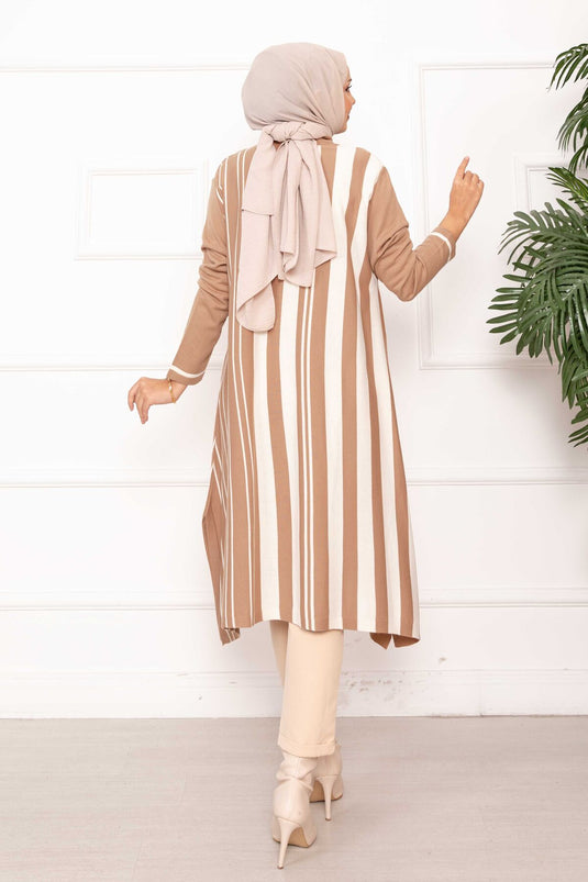 Oversize Vertical Striped Knit Tunic TEN