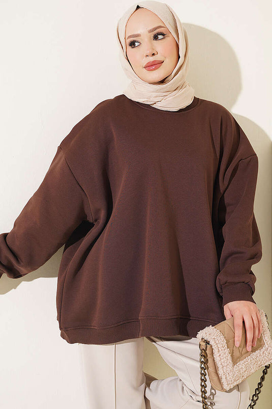 Tunique Oversize À Épaule Dévoilée En Café