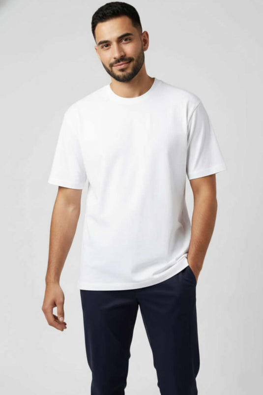 تيشيرت رجالي أبيض واسع