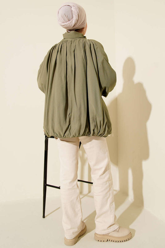 Oversize Zip-Up Jacket, Khaki