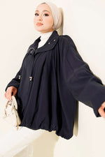 Manteau oversize zippé bleu marine