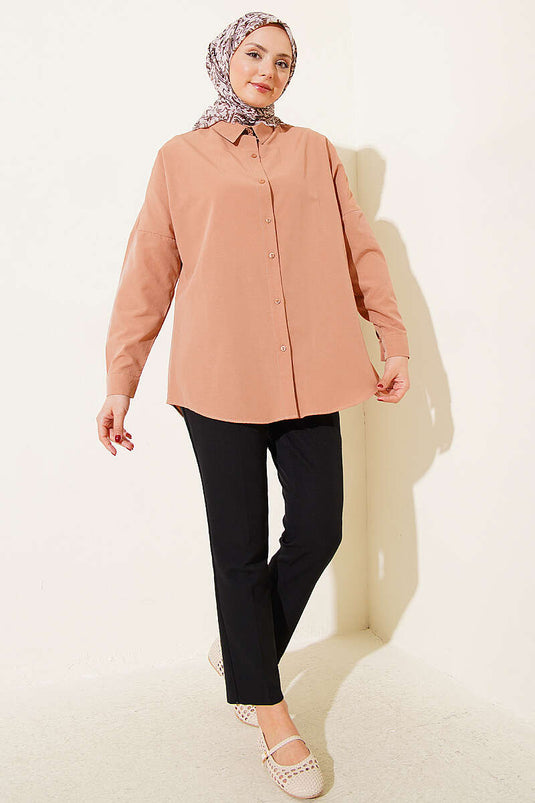 Oversize-Hemd Camel