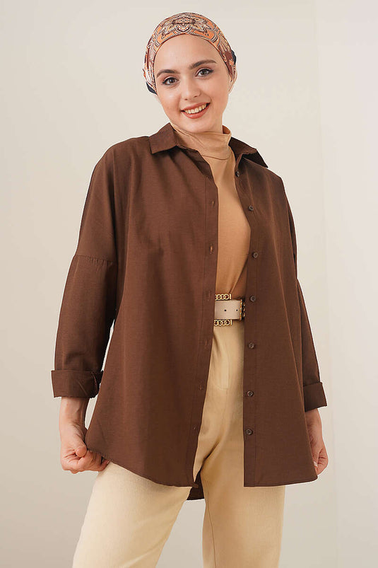 Chemise oversize café