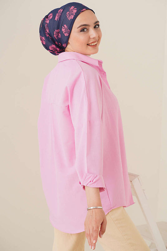 Oversize Gömlek Pembe