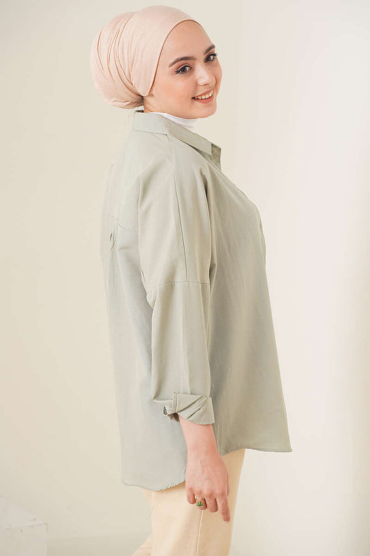Oversize Gömlek Pers Yeşili