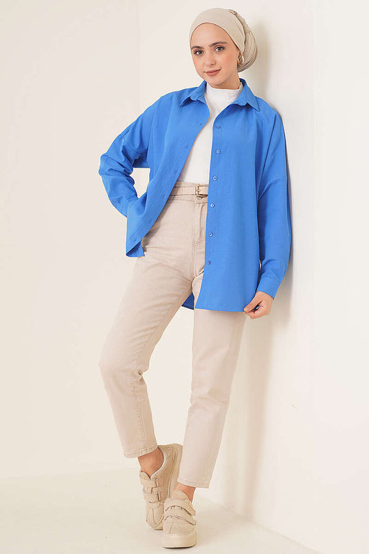 Chemise oversize bleu saphir