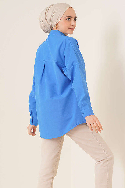 Chemise oversize bleu saphir