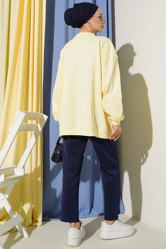 Oversize İnterlok Basic Tunik Sarı