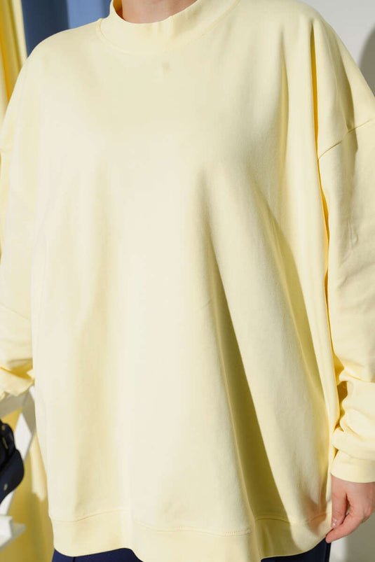 Oversize İnterlok Basic Tunik Sarı