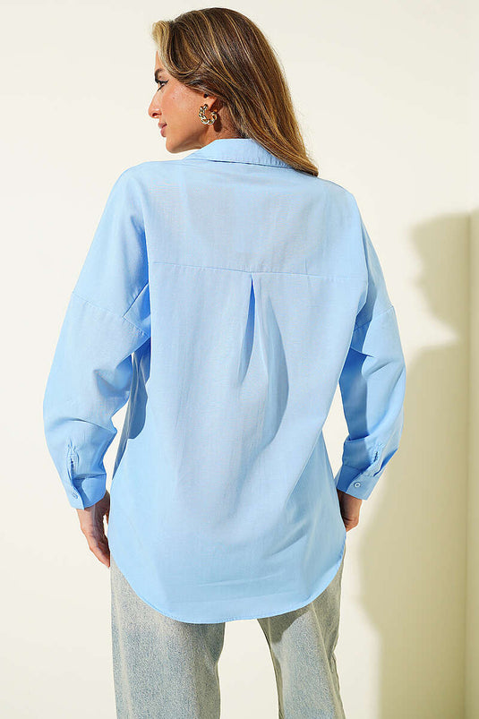 Oversize Kalıp Basic Gömlek Bebe Mavi