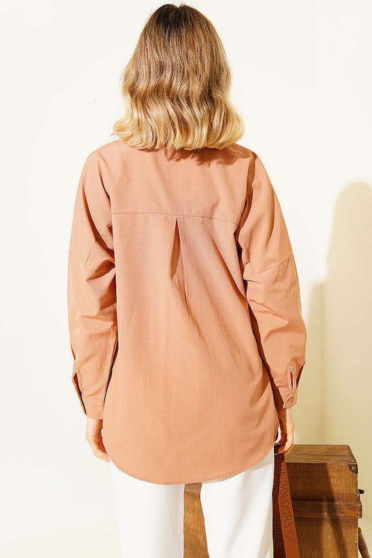 Oversized Fit Basic Shirt Camel