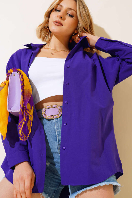 Chemise basique coupe oversize Violet