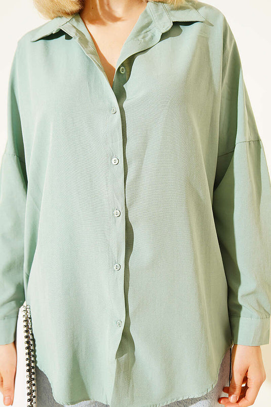 Oversized Fit Basic Shirt in Persian Green